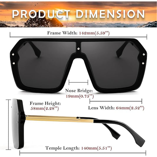 Classic Siamese One Piece Sunglasses Nice Rimless Stylish Retro Design for Women Men