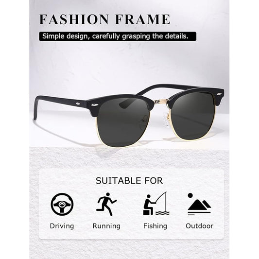 Polarized Sunglasses For Women And Men Semi Rimless Frame Retro Sun Glasses