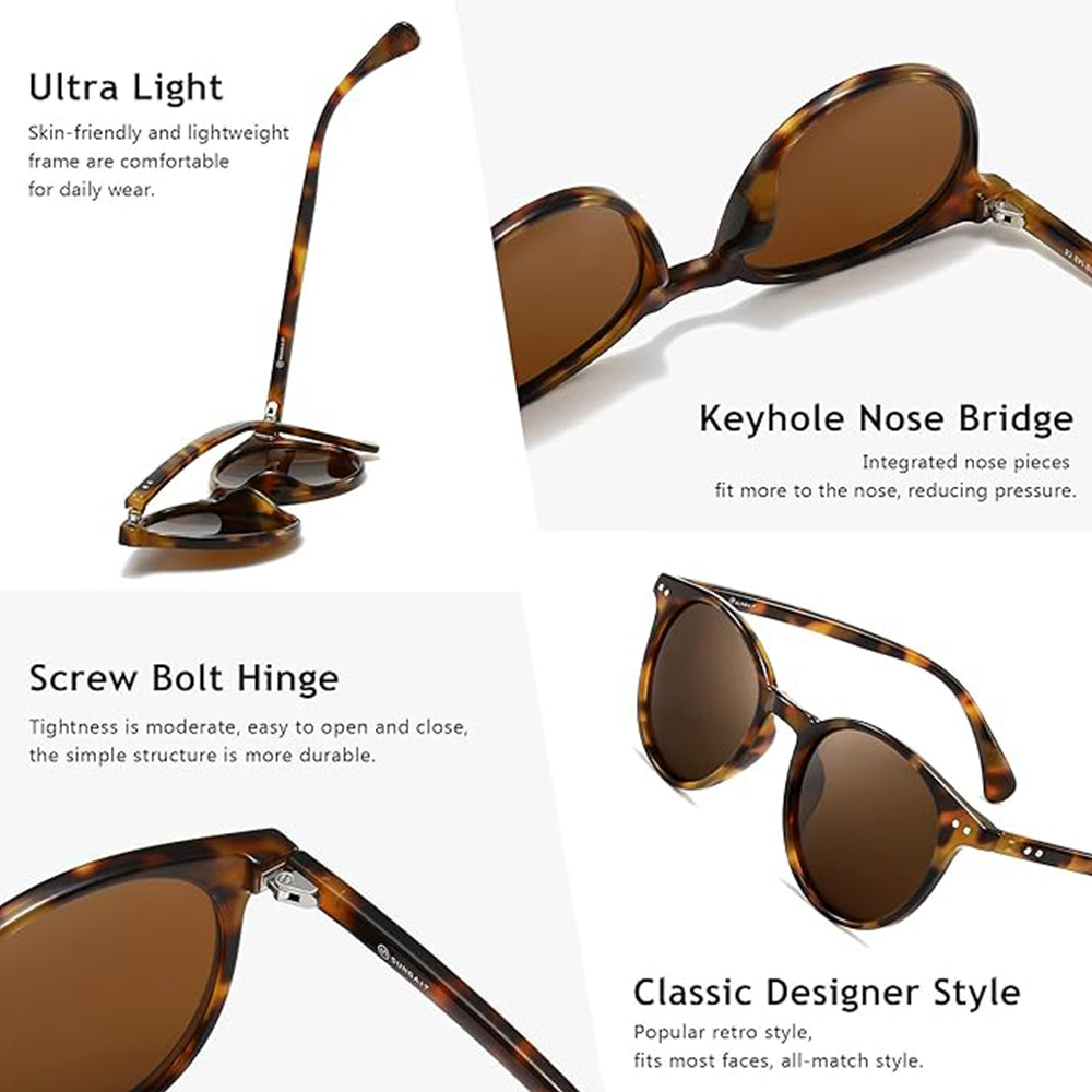 Classic Vintage Round Polarized Sunglasses for Women Men Retro Style UV400
