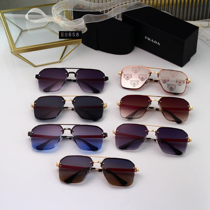 Gold Thin Frame Sunglasses-With Gift Box