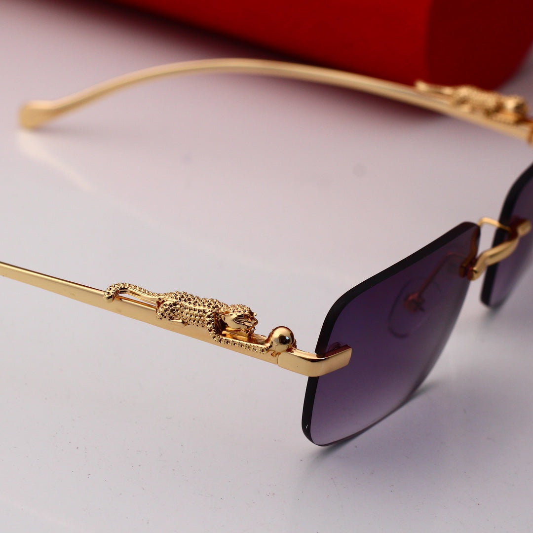 Golden Leopard Frame Sunglasses-With Gift Box