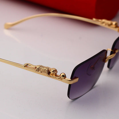 Golden Leopard Frame Sunglasses-With Gift Box