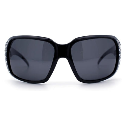 Polarized Lens Oversize Rhinestone Bling Sparkling Womens Sunglasses