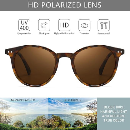 Classic Vintage Round Polarized Sunglasses for Women Men Retro Style UV400
