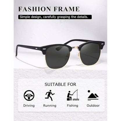 Polarized Sunglasses For Women And Men Semi Rimless Frame Retro Sun Glasses