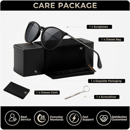 Premium Vintage Round Sunglasses for Women Men Classic Retro Trendy Style