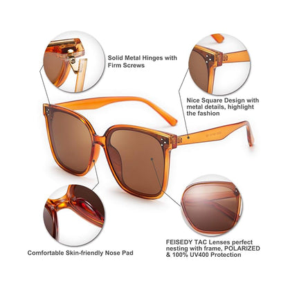 Oversized Polarized Sunglasses - UV400 Protection, Square Fashion Sun Glasses for Outdoor