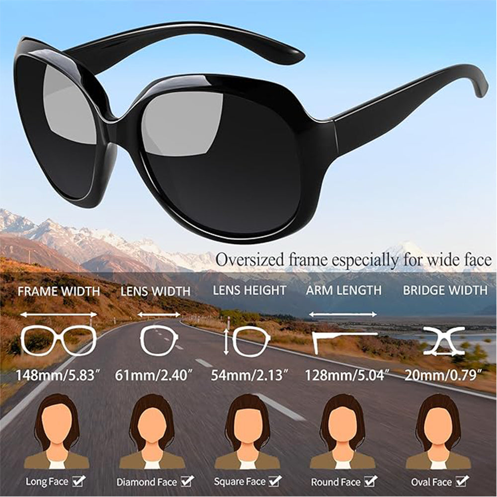 Oversized Sunglasses Womens Trendy Polarized Large Driving Sun Glasses Ladies UV Protective Big Sunnies Shades