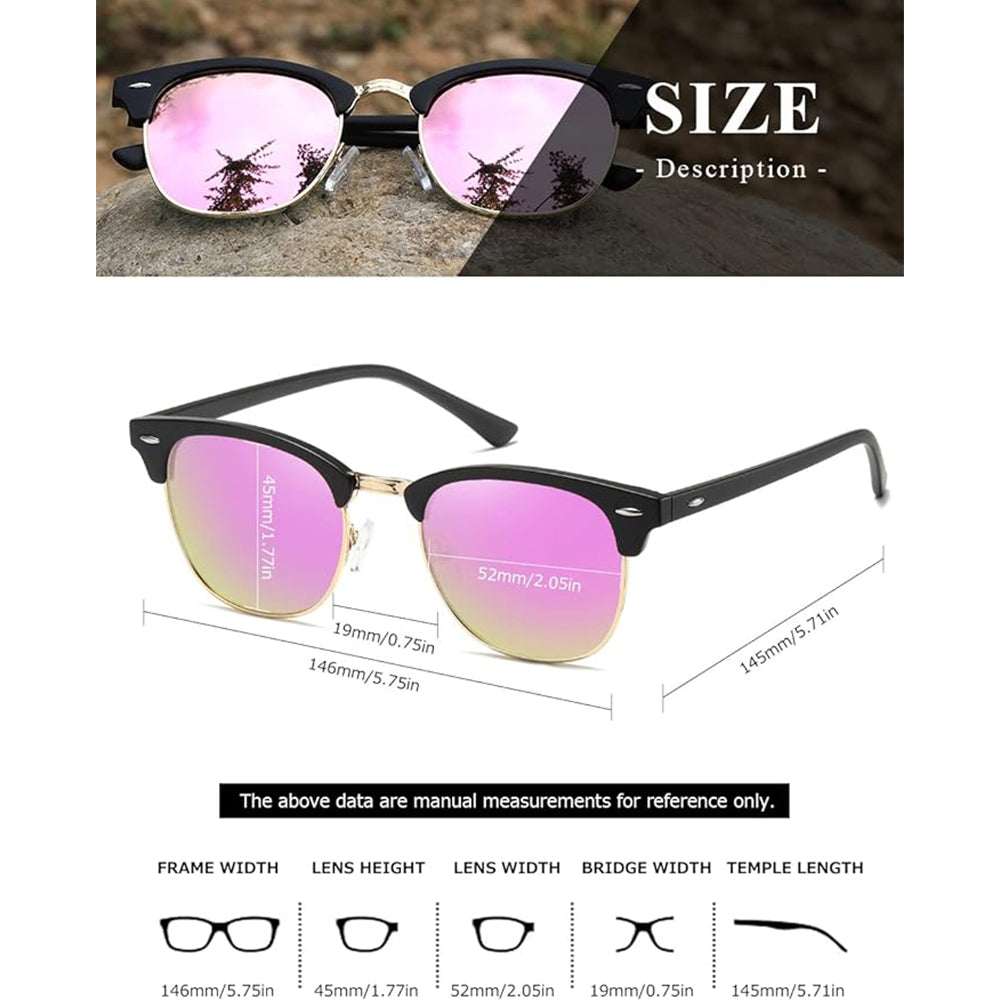 Polarized Sunglasses for Men and Women Semi-Rimless Frame Driving Sun glasses UV Blocking