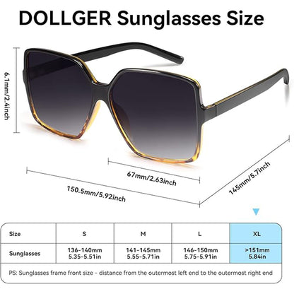 Oversized Square Sunglasses for Women Big Large Wide Fashion Shades for Men UV Protection Unisex