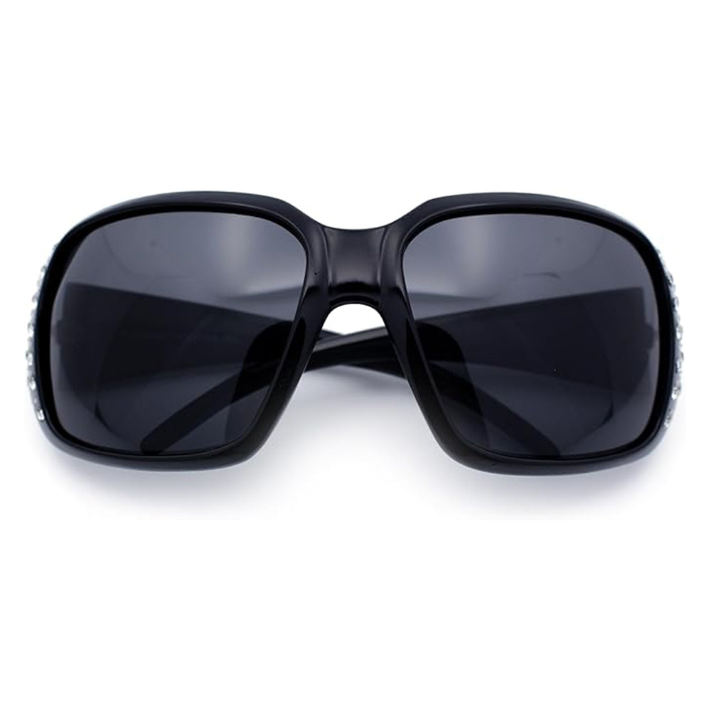 Polarized Lens Oversize Rhinestone Bling Sparkling Womens Sunglasses