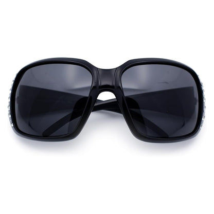 Polarized Lens Oversize Rhinestone Bling Sparkling Womens Sunglasses