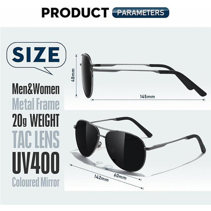 Sunglasses Men Polarized Aviator Sunglasses for Men Women Fishing Driving Sun glasses Metal Frame UV400 Protection