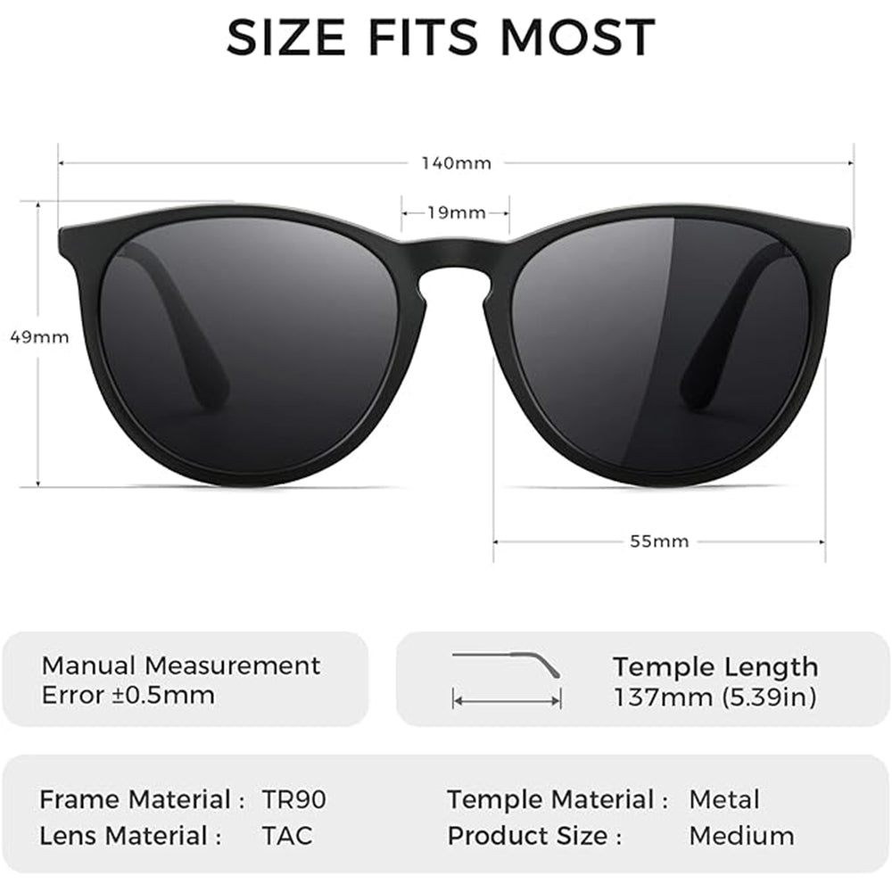 Premium Vintage Round Sunglasses for Women Men Classic Retro Trendy Style