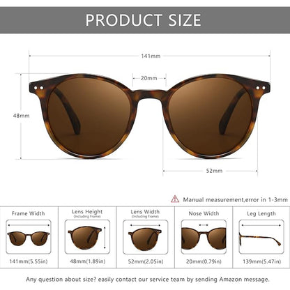 Classic Vintage Round Polarized Sunglasses for Women Men Retro Style UV400