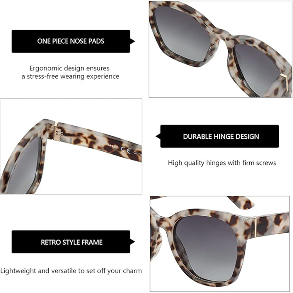 Cateye Polarized Sunglasses for Women - Oversized Sun Glasses UV400 Protection Retro Shades Designer Style