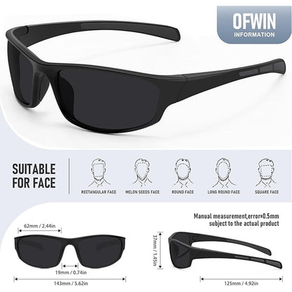 Sports Polarized Sunglasses for Men Women Wrap Around Sun Glasses Fishing Cycling Driving Running UV Protection