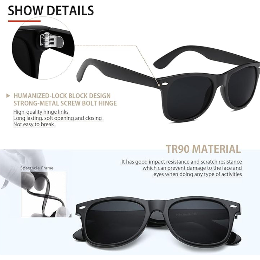 Sunglasses Men Polarized Sunglasses for Mens and Womens,Black Retro Sun Glasses Driving Fishing UV Protection