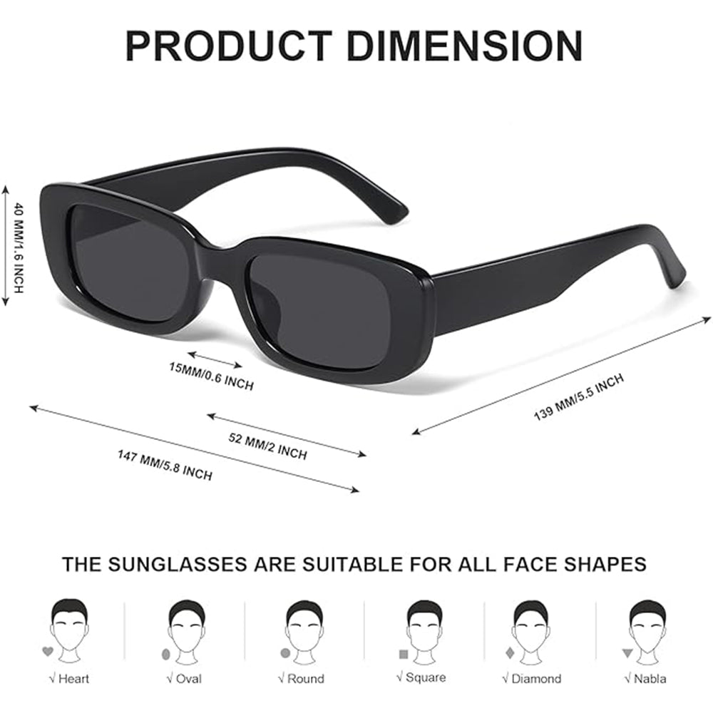 Rectangle Sunglasses for Women Men Trendy Y2k Retro 90s Sun Glasses UV Protection Cool Square Frame