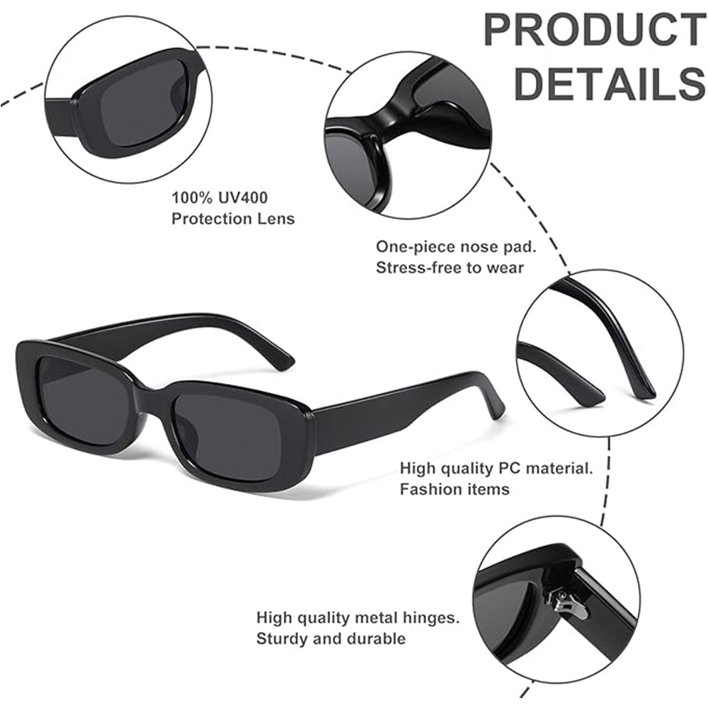 Rectangle Sunglasses for Women Men Trendy Y2k Retro 90s Sun Glasses UV Protection Cool Square Frame