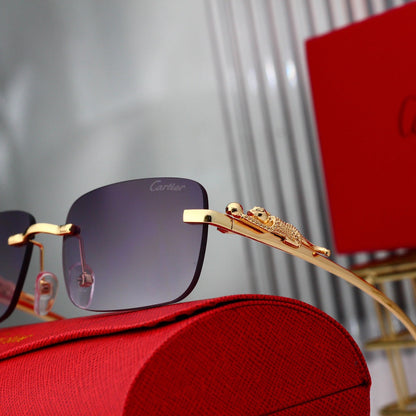 Golden Leopard Frame Sunglasses-With Gift Box