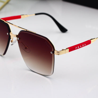 Gold Thin Frame Sunglasses-With Gift Box